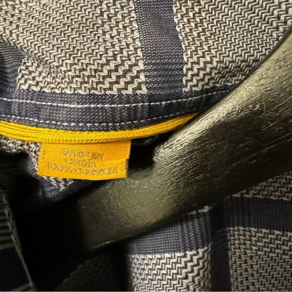 Robert Talbott Mens Shirt M Blue Chevron Check Windowpane Plaid - Picture 5 of 7